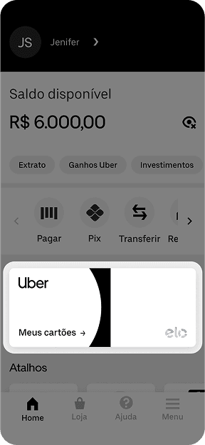 Na página inicial vá em "Meus cartões”