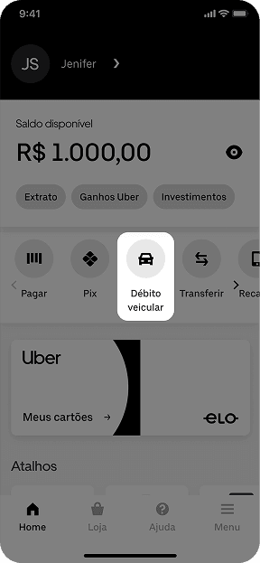 No app, vá em "Débitos veiculares", depois em "Consultar" e informe seus dados.